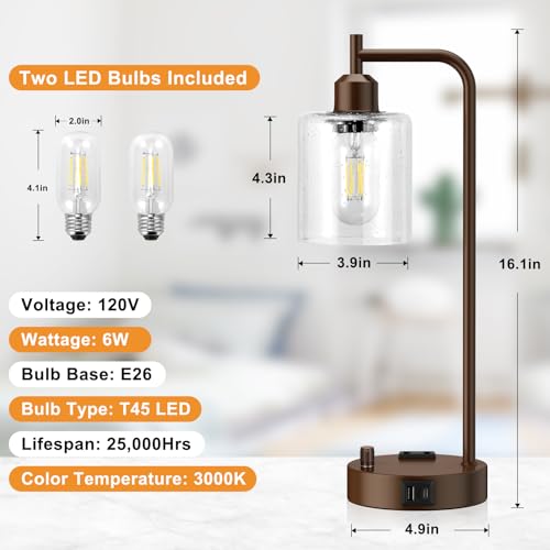 Industrial Table Lamps for Bedrooms Set of 2 (2 Count)