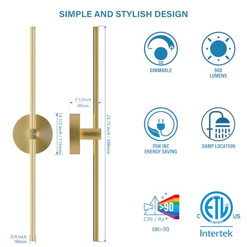 24 Inch LED Indoor Linear Wall Sconces Set of Two (2 Count)