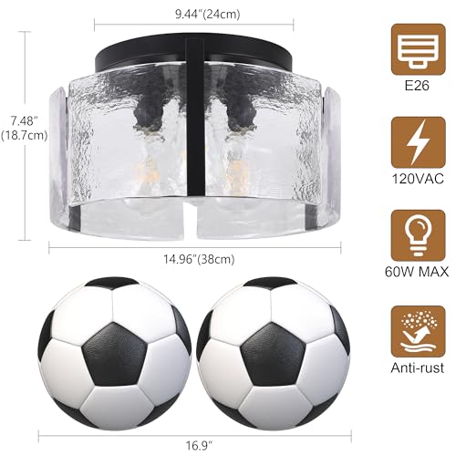3 Light Black Drum Ceiling Light
