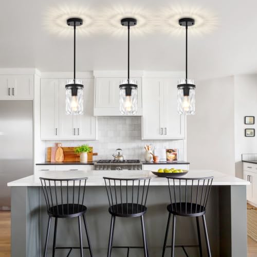 Black Pendant Light Fixtures Hammered Glass Kitchen Lighting Over Island