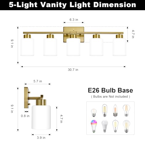Brushed Gold Bathroom Light Fixtures Vanity Lights Over Mirror