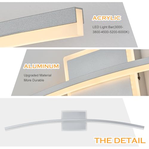 Modern LED Wall Sconce Silver LED Bathroom Light Fixtures Over Mirror Wall Lighting for Bathroom
