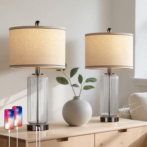 27" Black Glass Table Lamp (2 Count)
