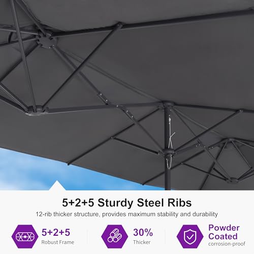 Patio Umbrella 14ft with Base UV Resistant Rectangle