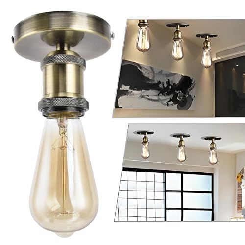 Vintage E26 E27 Lamp Socket Ceiling Lamp Holder with Accessories for Kitchen Bedroom Living Room 100‑240VAntique Green