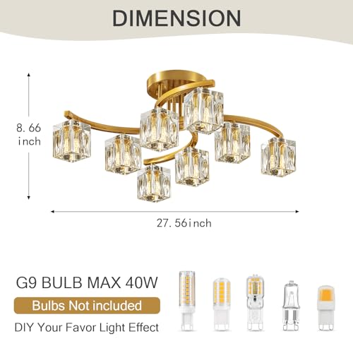 Gold Semi Flush Mount Ceiling Light Fixture