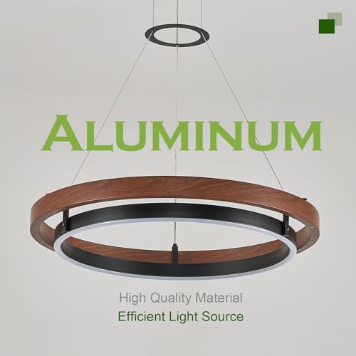 Modern LED Chandelier Circular Farmhouse Red Walnut Color