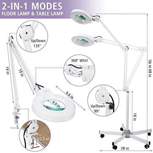 12X Magnifying Glass with Light and Stand