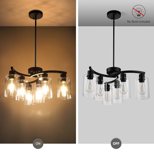 6 Light Modern Farmhouse Black Chandelier (6 Count)