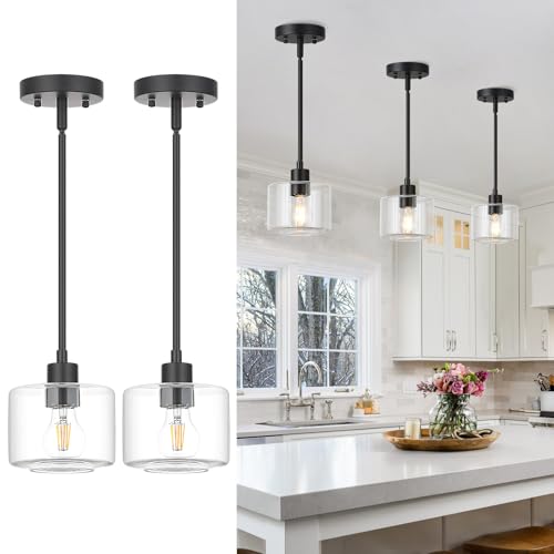 Black Pendant Lights Kitchen Island 2 Pack (2 Count)