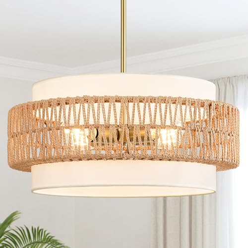 19.7" Rattan Chandelier for Dining Room