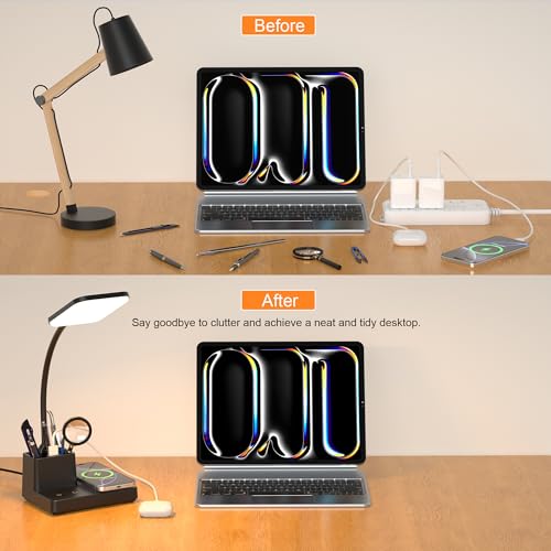 Wireless Charging Desk Lamp USB Charging & Pen Holder