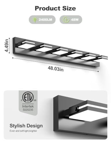 6 Light Bathroom Vanity Light (Black-5CCT / 42-Inch)