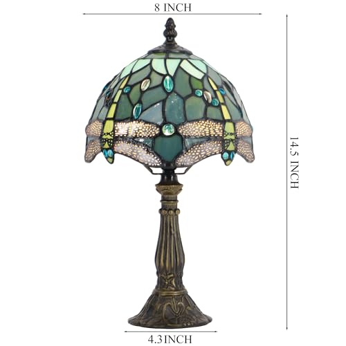Tiffany Lamp Stained Glass Table Bedside Accent Light 8X8X14.5 inch