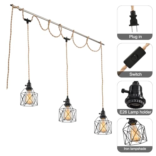 3 Light Hanging Light with Plug in Cord