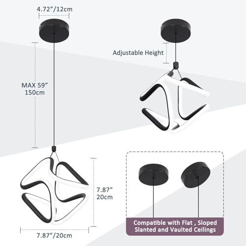 2 Packs Black Led Pendant Light Fixtures