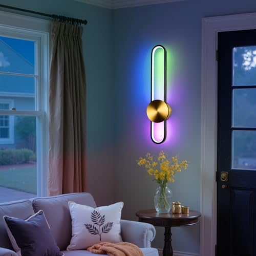 RGB Modern Wall Sconce Dimmable LED Wall Light Fixture with Remote & APP