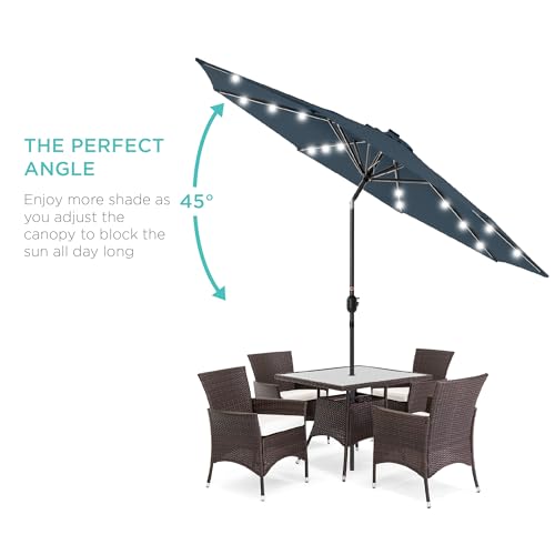 10ft Solar Polyester LED Lighted Patio Umbrella w
