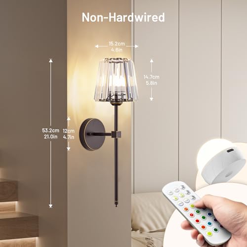 Crystal Battery Operated Wall Sconces Set of 2 (2 Count)