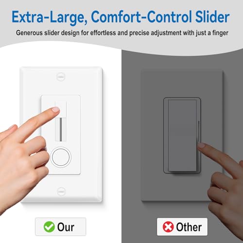 1 Pack LED Slide Dimmer Switch No Neutral Wire Required