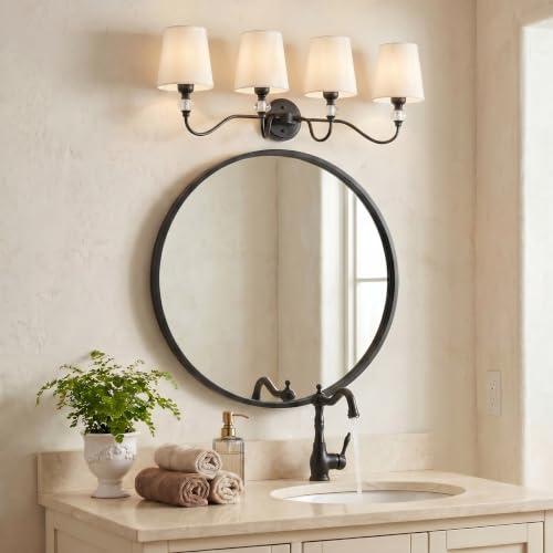 4 Light Vintage Bathroom Vanity Light Fixtures Over Mirror