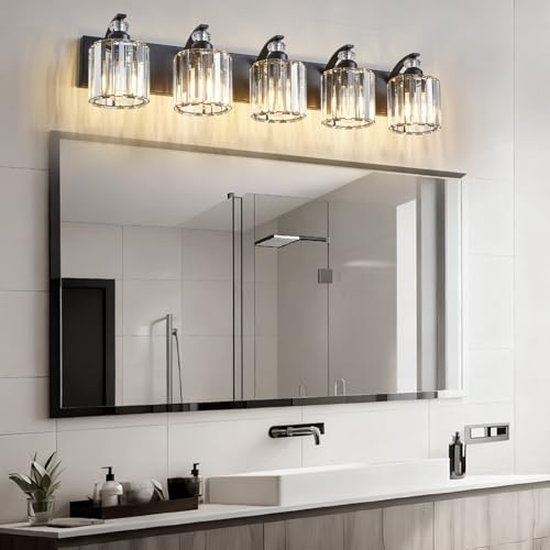 5 Light Black Bathroom Light Fixture Modern Vanity Lights Over Mirror Vintage Wall Sconce Lighting for Bathroom
