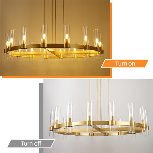 Modern 48" Gold Wagon Wheel Chandelier