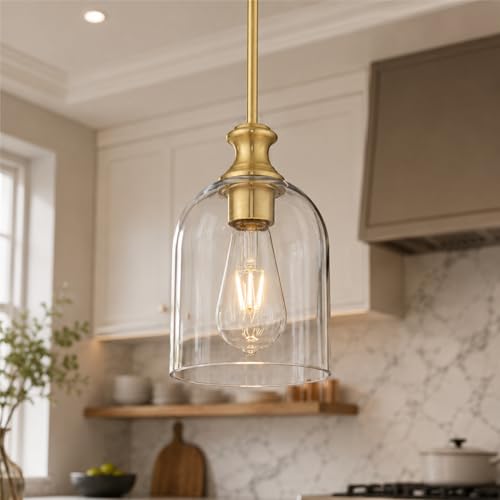 Modern Gold Pendant Lights Kitchen Island Cylinder Glass
