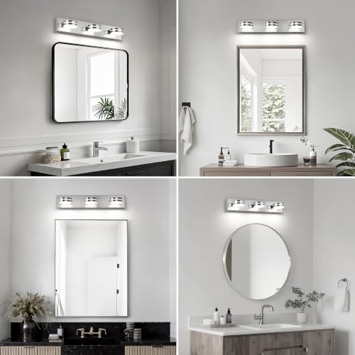 3 Light Bathroom Light Fixtures 23.62in Brushed Nickel Vanity Light