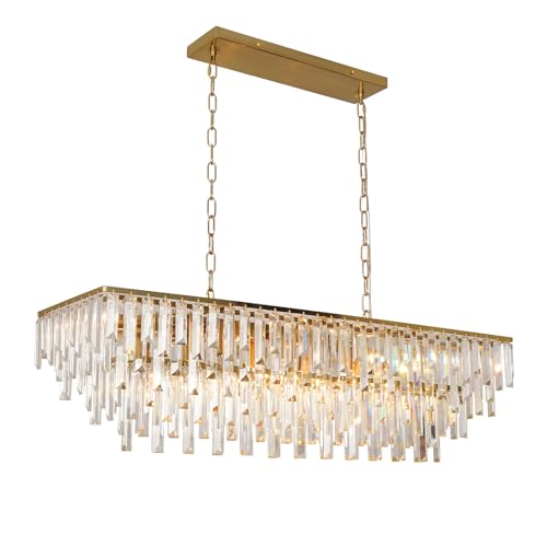 39" Modern Rectangle Crystal Chandelier