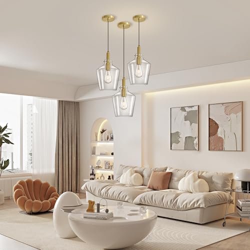 Seeded Glass Pendant Lighting for Kitchen Island Foyer 1 Pack Gold 8 Inch