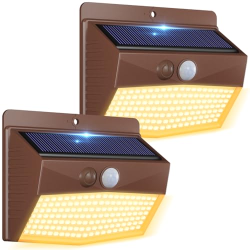 2 Pack Solar Motion Sensor Lights Outdoor Waterproof with 3 Modes (2 Count)