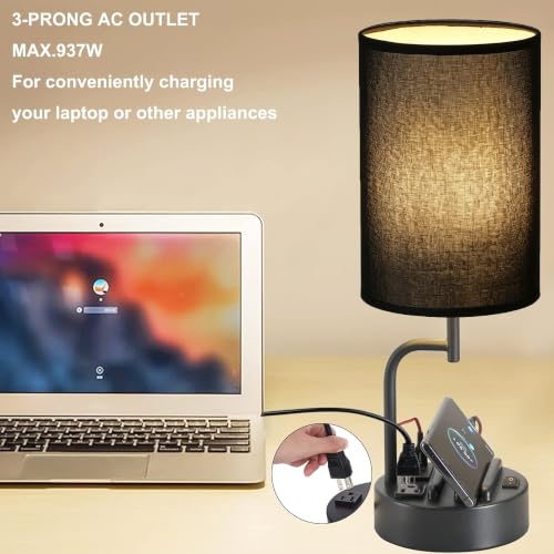 Table Lamp with 3 USB Charging Ports (2 Count)