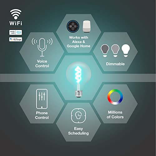 Sylvania WiFi LED Smart G25 RGBW Color and Amber Finish Filament Light Bulb