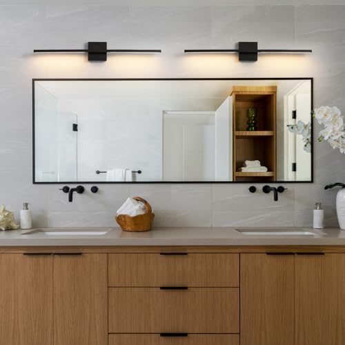 Black Bathroom Vanity Light 30 Inch 360° Rotatable 18W Dimmable 5CCT LED Black Bathroom Light Fixture Over Mirror Modern Vanity Lights for Bathroom Mirror Bedroom Wall Sconce Lighting