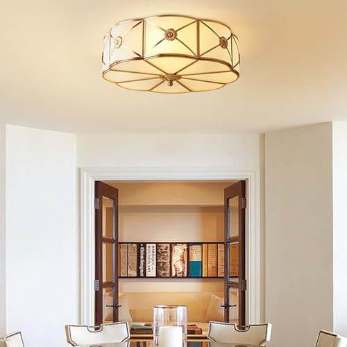 Vintage Brass Flush Mount Ceiling Light Suit for Living Room Bedroom