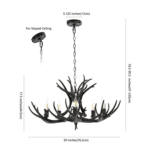 Eldora 5 Light Resin Antler Chandelier 30"