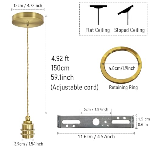 1 Light Mini Gold Pendant Light Kit Ceiling Mount