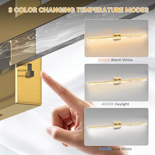 48 Inch Gold Vanity Light Bar Over Mirror Marble Acrylic 3CCT
