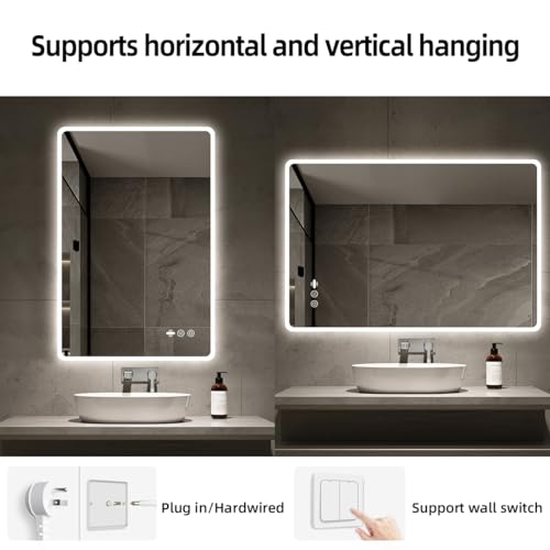24"X36" LED Mirror for Bathroom with Motion Sensor