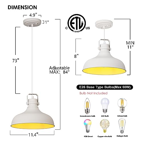 White Modern Pendant Lights Kitchen Island Fixtures (3 Count)