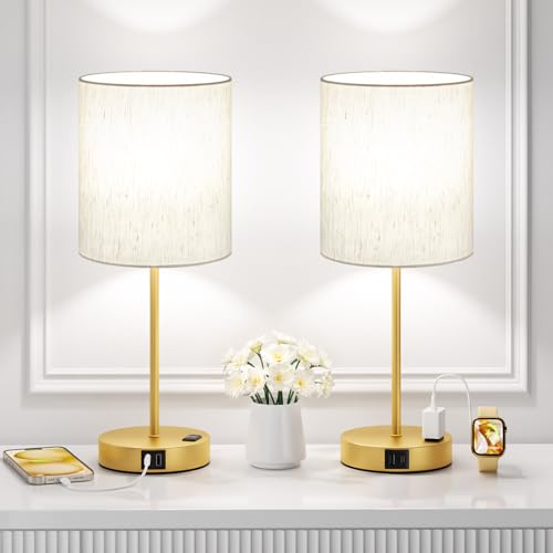 17.6" Gold Touch Lamps for Bedroom Set of 2 (2 Count)