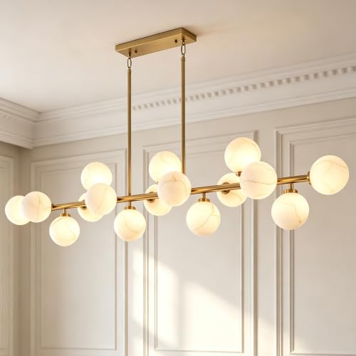 Mid Century Modern Chandelier Alabaster Pendant Light