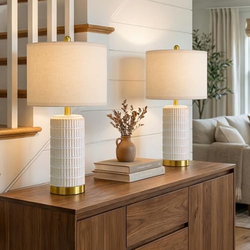 Ceramic Table Lamps Set of 2 for Bedroom Living Room (2 Count)