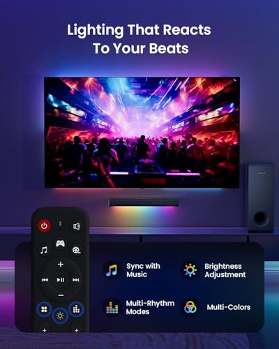 Sound Bar for Smart TV 3.1CH PC Gaming Soundbar with Subwoofer RGB Lighting Audio Sync Surround Sound System BT 5.3