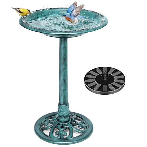 Bird Bath with Solar Fountain for Outside