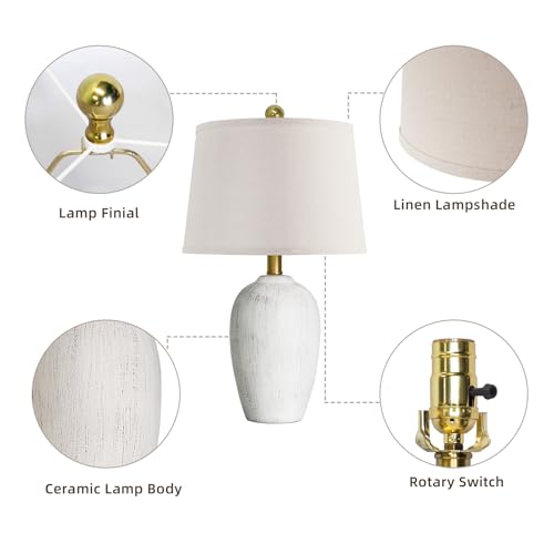 21'' Set of 2 Rustic Ceramic Small Table Lamps for Bedroom (2 Count)