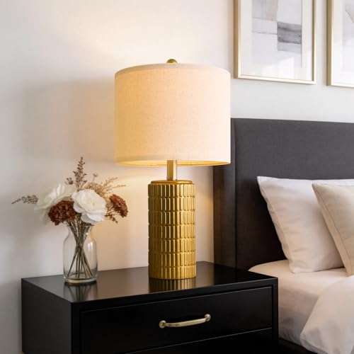 20.75" Brass Gold Ceramic Table Lamps Set of 2 for Living Room (2 Count)