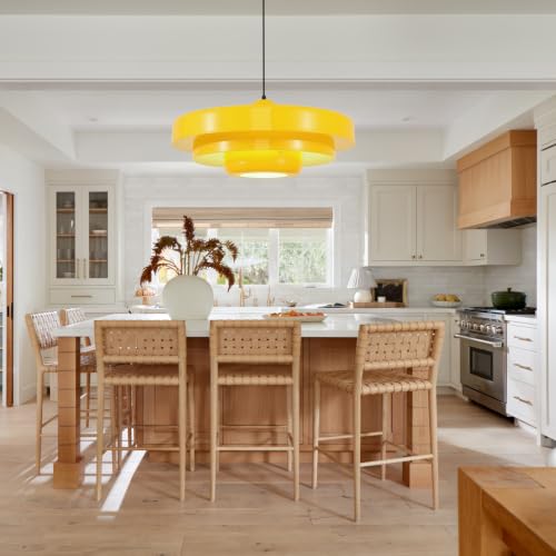 19.7‑Inch Yellow 3‑Tier Pendant Light Mid‑Century Hanging Lamp