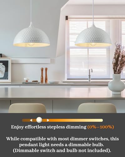 Hammered White Dome Pendant Light 2 Pack (2 Count)